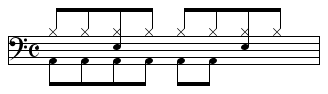 【8ビート】4拍目以外を8分音符でバスドラムを連打するパターン